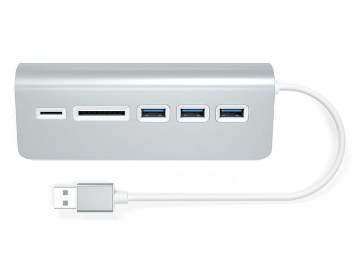 Хаб USB Satechi Aluminum USB 3.0 Hub & Card Reader Silver ST-3HCRS - фото 1 - id-p219017926