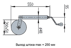 Опорное колесо 48мм диск стальной 300 кг. нагрузка, фото 3