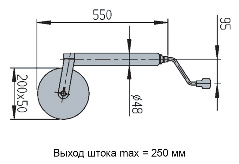 Опорное колесо 48мм диск стальной 300 кг. нагрузка - фото 4 - id-p67138529