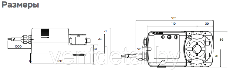 Электропривод с электронным возвратом UCP REC-24-20-S2 (20 Hm) - фото 5 - id-p219028957