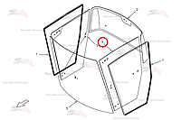 Стекло двери слева B81.00949 для свеклоуборочного комбайна Grimme Rexor 620/630