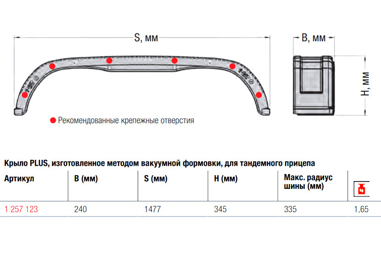 Крыло грязезащитное для прицепа AL-KO PLUS пластиковое 220*1477*349 - фото 2 - id-p67148036