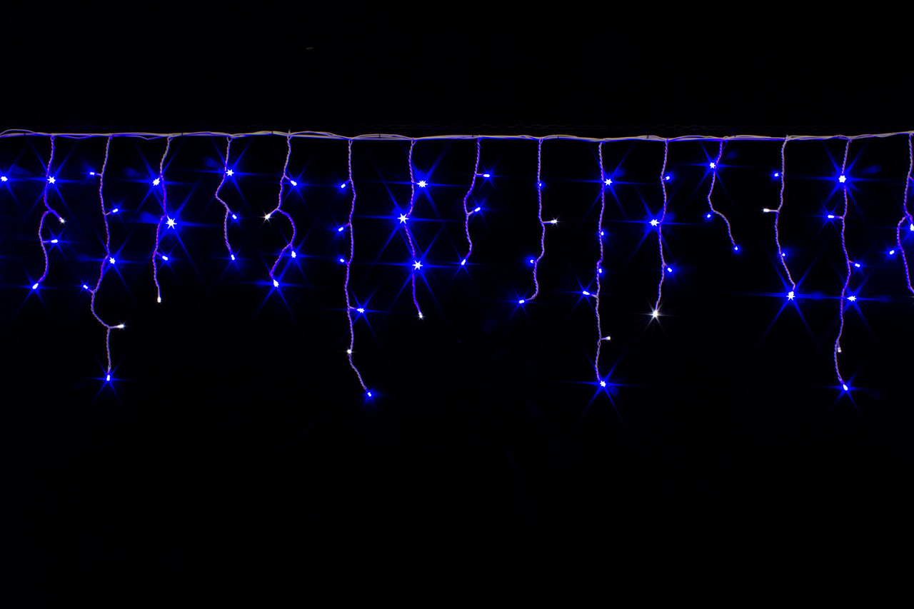 Гирлянда электрическая "Бахрома" синяя . с белым мерцанием. 5*0,7 м..,200led уличная.IP55 - фото 1 - id-p219038448