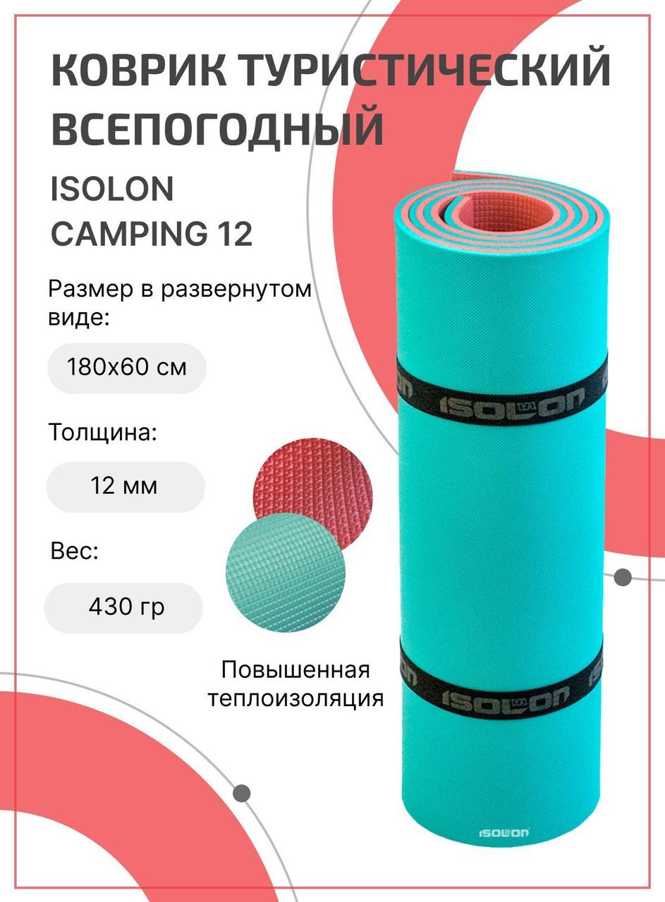 Коврик туристический ISOLON Camping 12 1800х600х12 бирюз/бордо