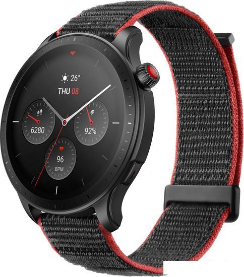 Умные часы Amazfit GTR 4 (черный, с черным нейлоновым ремешком) - фото 1 - id-p218588494