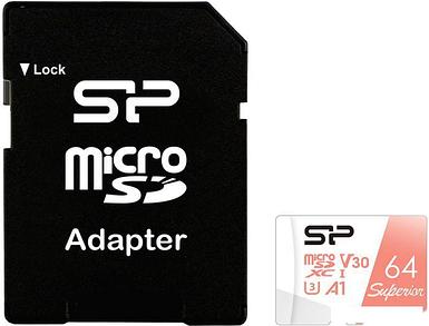 Карта памяти Silicon-Power Superior A1 microSDXC SP064GBSTXDV3V20SP 64GB (с адаптером)