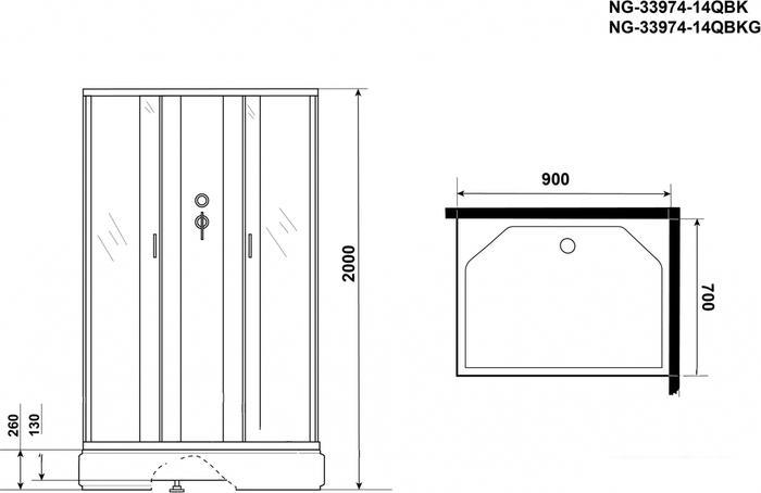 Душевая кабина Niagara NG-33974-14QBK 90x70 (матовое стекло) - фото 4 - id-p218671285