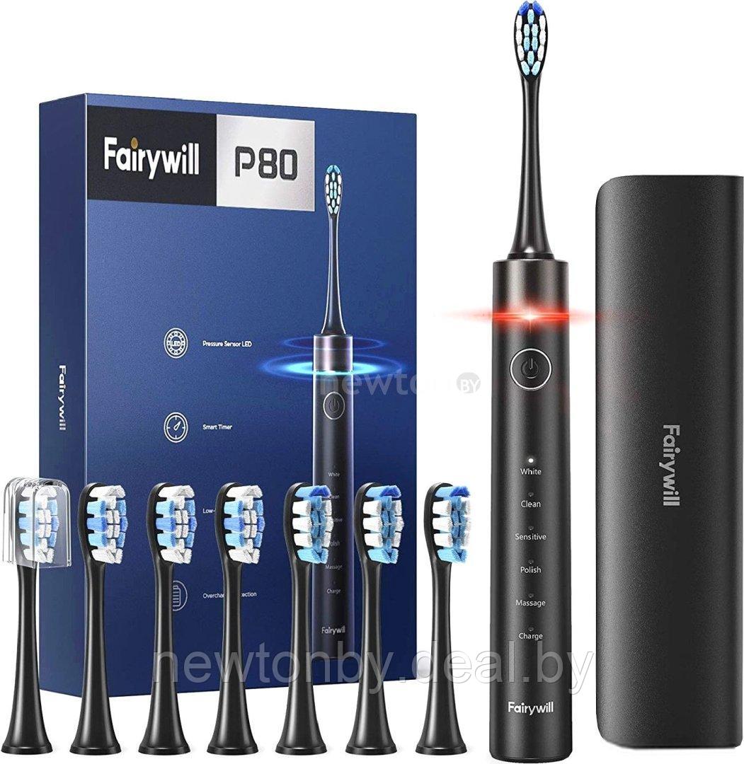 Электрическая зубная щетка Fairywill P80 (черный, 8 насадок) - фото 1 - id-p203085240