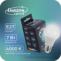 Лампа cветодиодная Luazon Lighting, A60, 7 Вт, E27, 630 Лм, 4000 К, дневной свет
