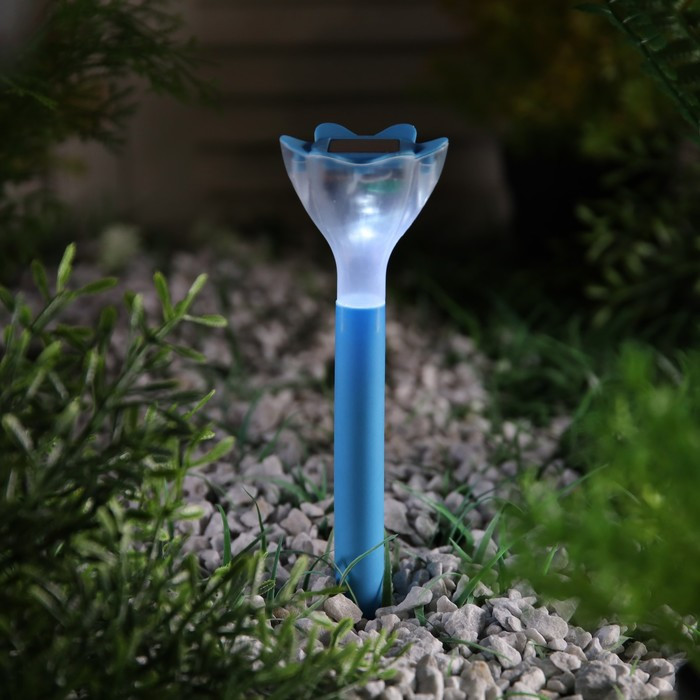 Садовый светильник на солнечной батарее «Цветок голубой», 6 × 29 × 6 см, 1 LED, свечение белое - фото 2 - id-p219048416