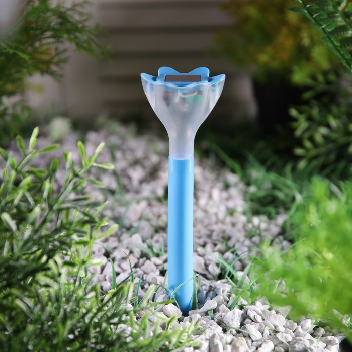 Садовый светильник на солнечной батарее «Цветок голубой», 6 × 29 × 6 см, 1 LED, свечение белое - фото 3 - id-p219048416