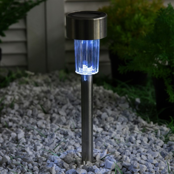 Садовый светильник на солнечной батарее «Цилиндр», 5.5 × 35 × 5.5 см, 1 LED, свечение белое - фото 2 - id-p219048428