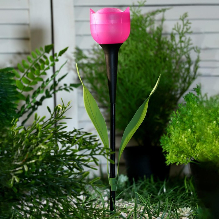 Садовый светильник на солнечной батарее «Тюльпан», 6 × 38 × 6 см, 1 LED, свечение белое - фото 3 - id-p219048429