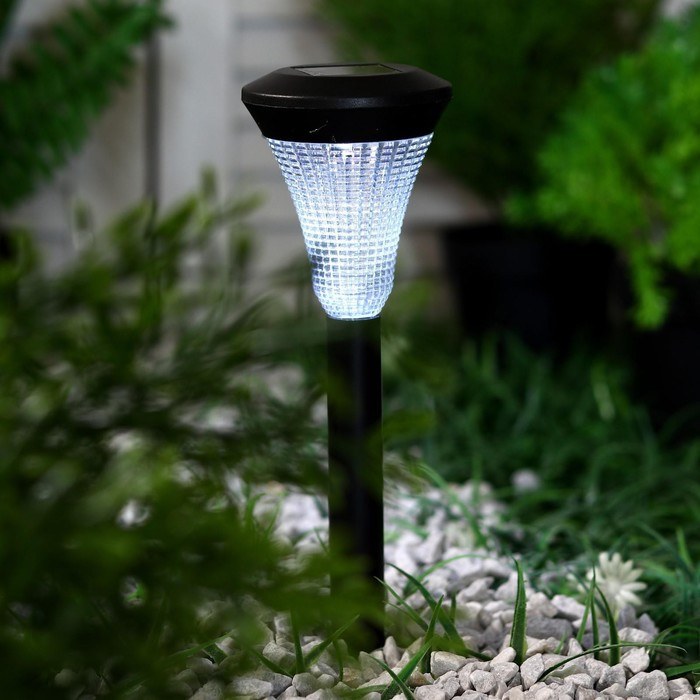 Садовый светильник на солнечной батарее «Рифлёный конус», 7 × 31 × 7 см, 1 LED, свечение белое - фото 2 - id-p219048433