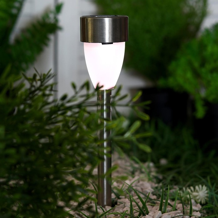 Садовый светильник на солнечной батарее «Матовый конус», 5 × 35 × 5 см, 1 LED, свечение тёплое белое - фото 2 - id-p219048434