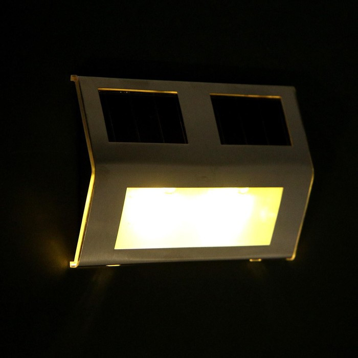 Садовый светильник на солнечной батарее, накладной, 14 × 9.5 × 2.5 см, 2 LED, свечение тёплое белое - фото 4 - id-p219048437