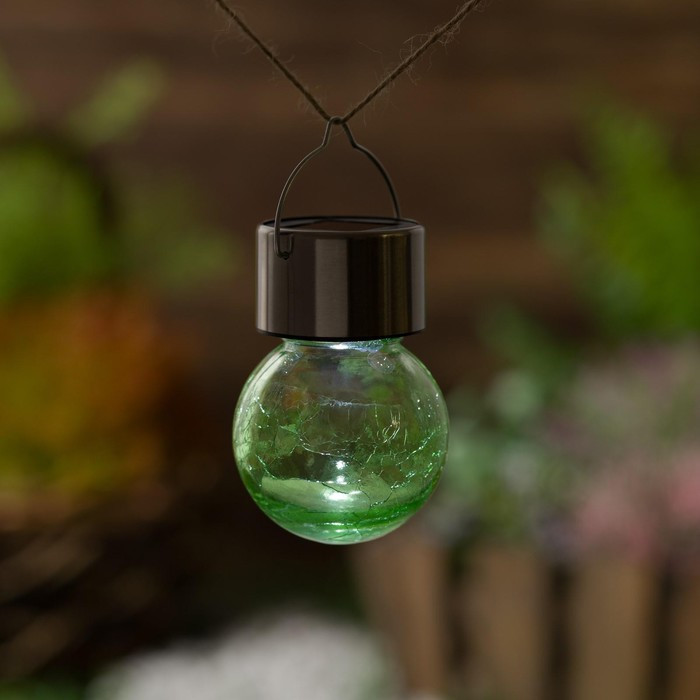 Садовый светильник на солнечной батарее «Лампочка зелёная», 7 × 9 × 7 см, 1 LED, свечение белое - фото 2 - id-p219048440