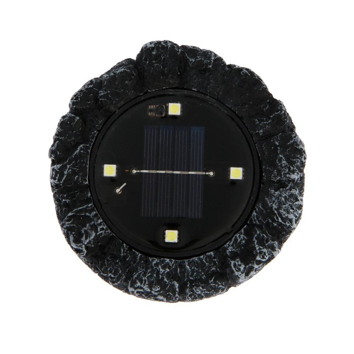 Садовый светильник на солнечной батарее «Гранитный камень», 12 × 3.5 × 12 см, 4 LED, свечение белое - фото 5 - id-p219048480