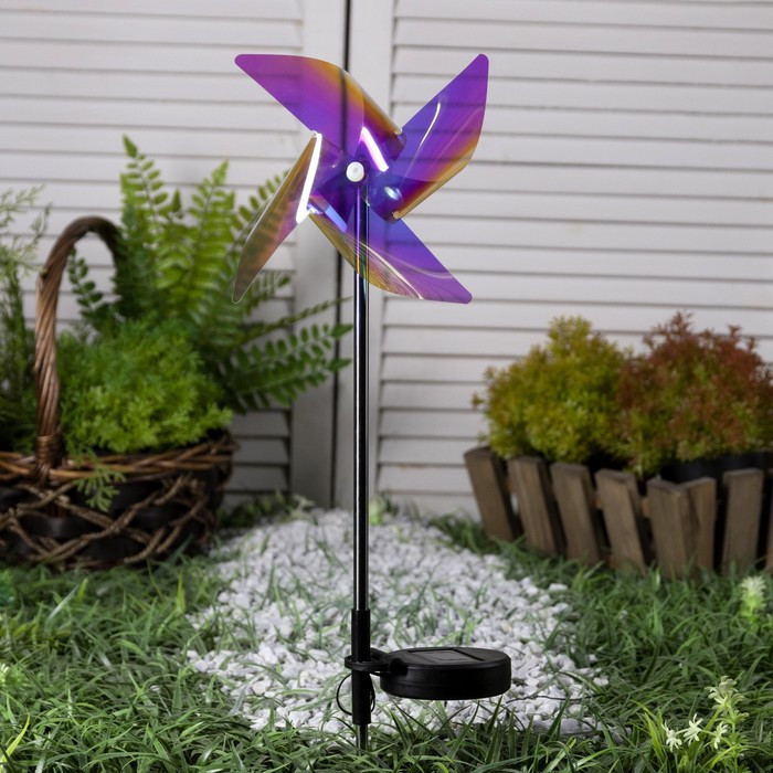 Садовый светильник на солнечной батарее «Ветерок», 66 см, 1 LED, свечение мульти (RGB) - фото 2 - id-p219048497