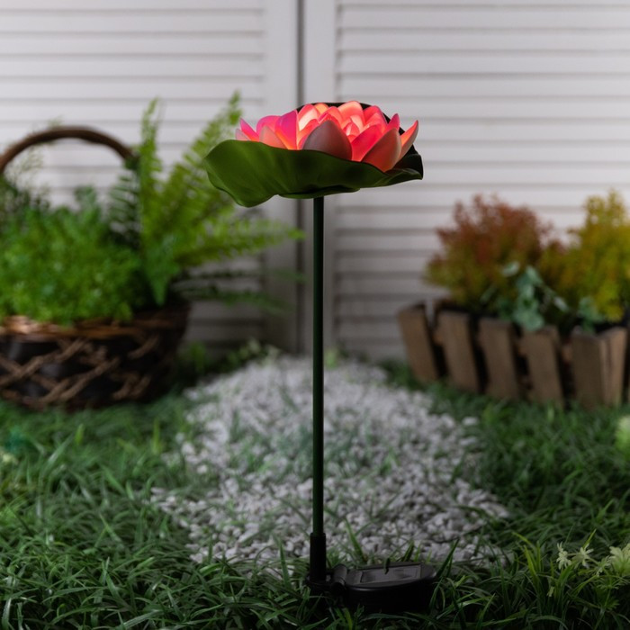 Садовый светильник на солнечной батарее «Лотос», 70 см, 1 LED, свечение тёплое белое - фото 2 - id-p219048502
