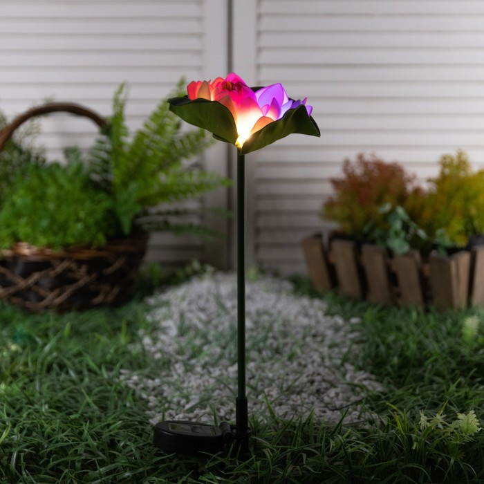 Садовый светильник на солнечной батарее «Лотос», 70 см, 1 LED, свечение мульти (RGB) - фото 2 - id-p219048503