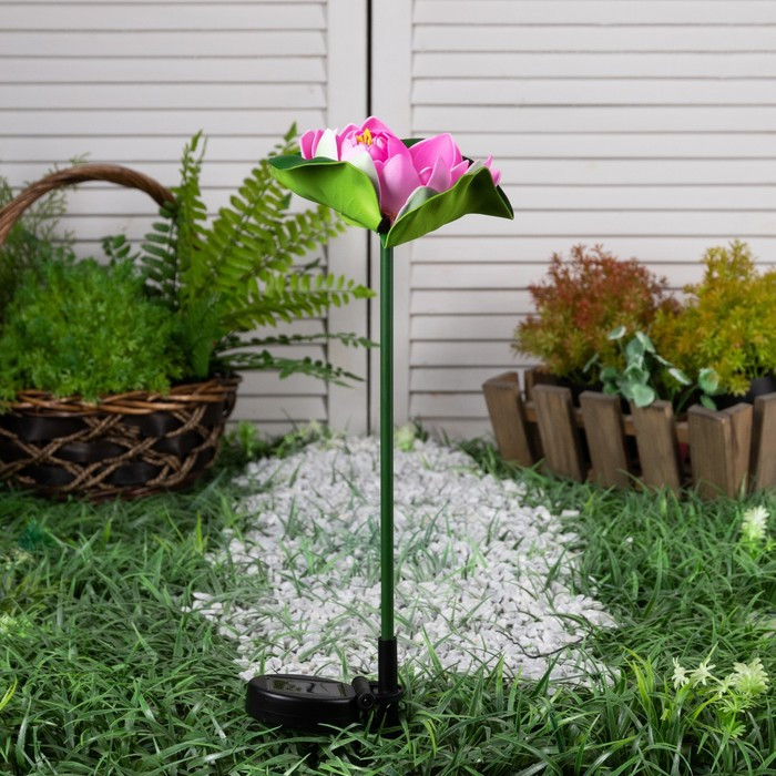 Садовый светильник на солнечной батарее «Лотос», 70 см, 1 LED, свечение мульти (RGB) - фото 3 - id-p219048503