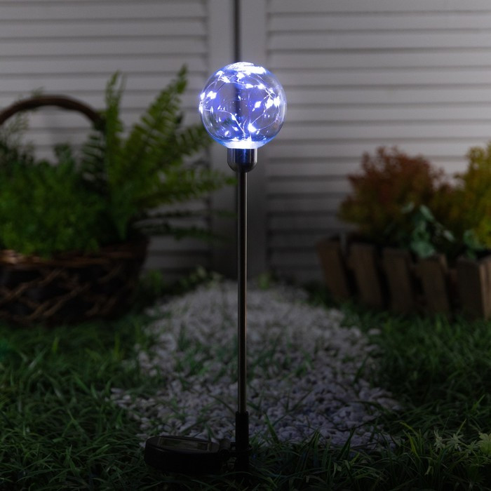 Садовый светильник на солнечной батарее «Шар», 70 см, 20 LED, свечение белое - фото 1 - id-p219048507