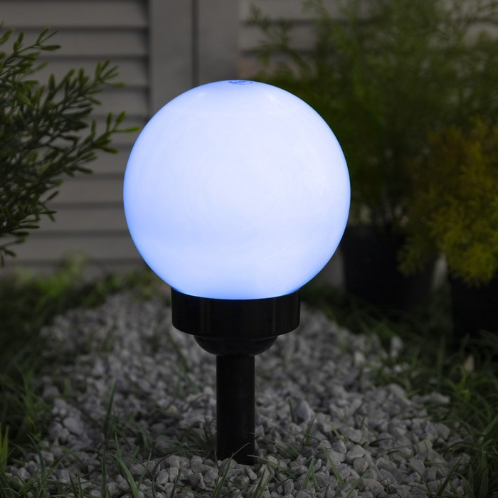 Садовый светильник на солнечной батарее «Средний шар», 15 × 38 × 15 см, 4 LED, свечение белое - фото 1 - id-p219048516