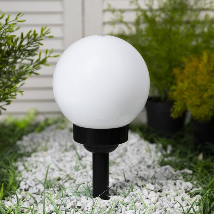 Садовый светильник на солнечной батарее «Средний шар», 15 × 38 × 15 см, 4 LED, свечение белое - фото 2 - id-p219048516