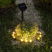 Садовый светильник на солнечной батарее «Обруч», 9 LED, свечение тёплое белое