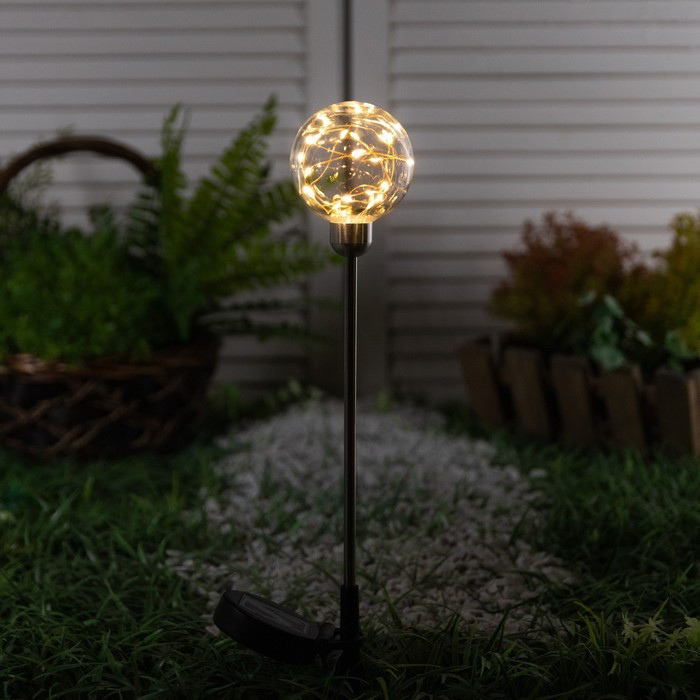 Садовый светильник на солнечной батарее «Шар», 70 см, 20 LED, свечение тёплое белое - фото 1 - id-p219048528