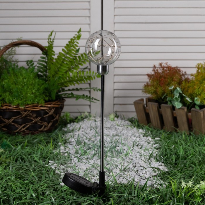 Садовый светильник на солнечной батарее «Шар», 70 см, 20 LED, свечение тёплое белое - фото 2 - id-p219048528