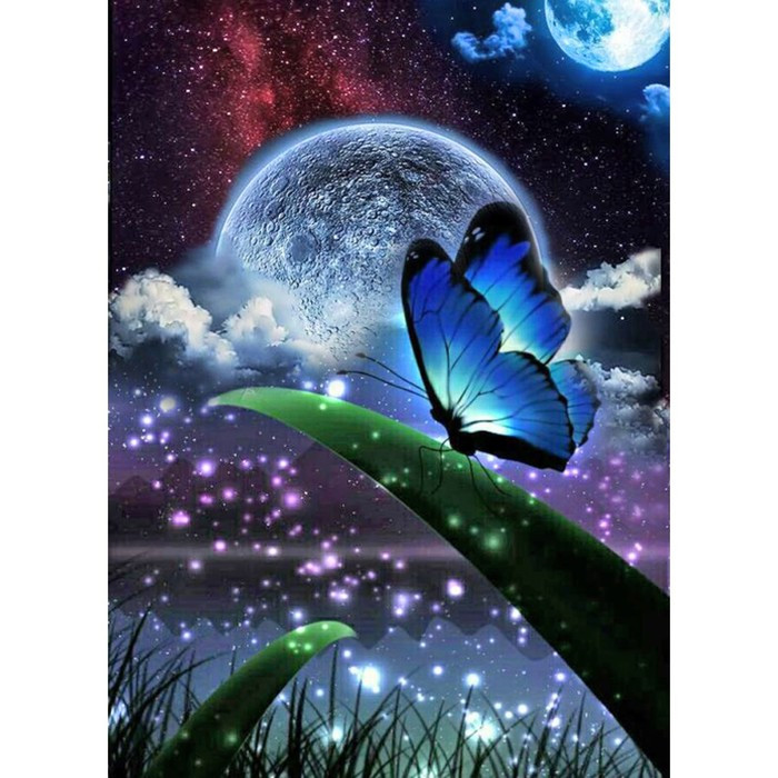 Алмазная мозаика «Лунная бабочка» 30 × 40 см - фото 1 - id-p219048126