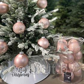 Набор елочных шаров стеклянные 16 штук 8 см розовый Kaemingk