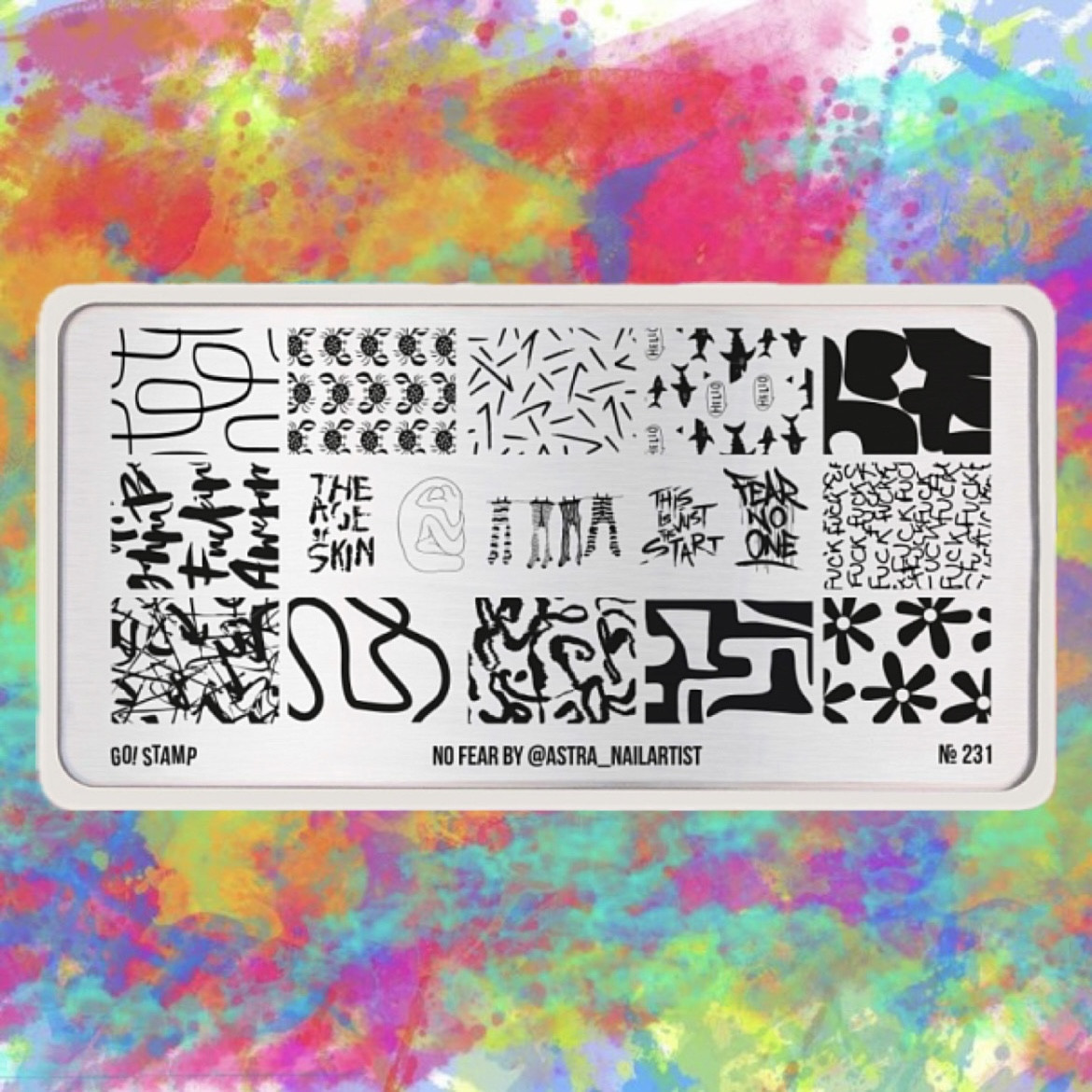 Пластина для стемпинга Go! Stamp 231 No Fear by @astra_nailartist