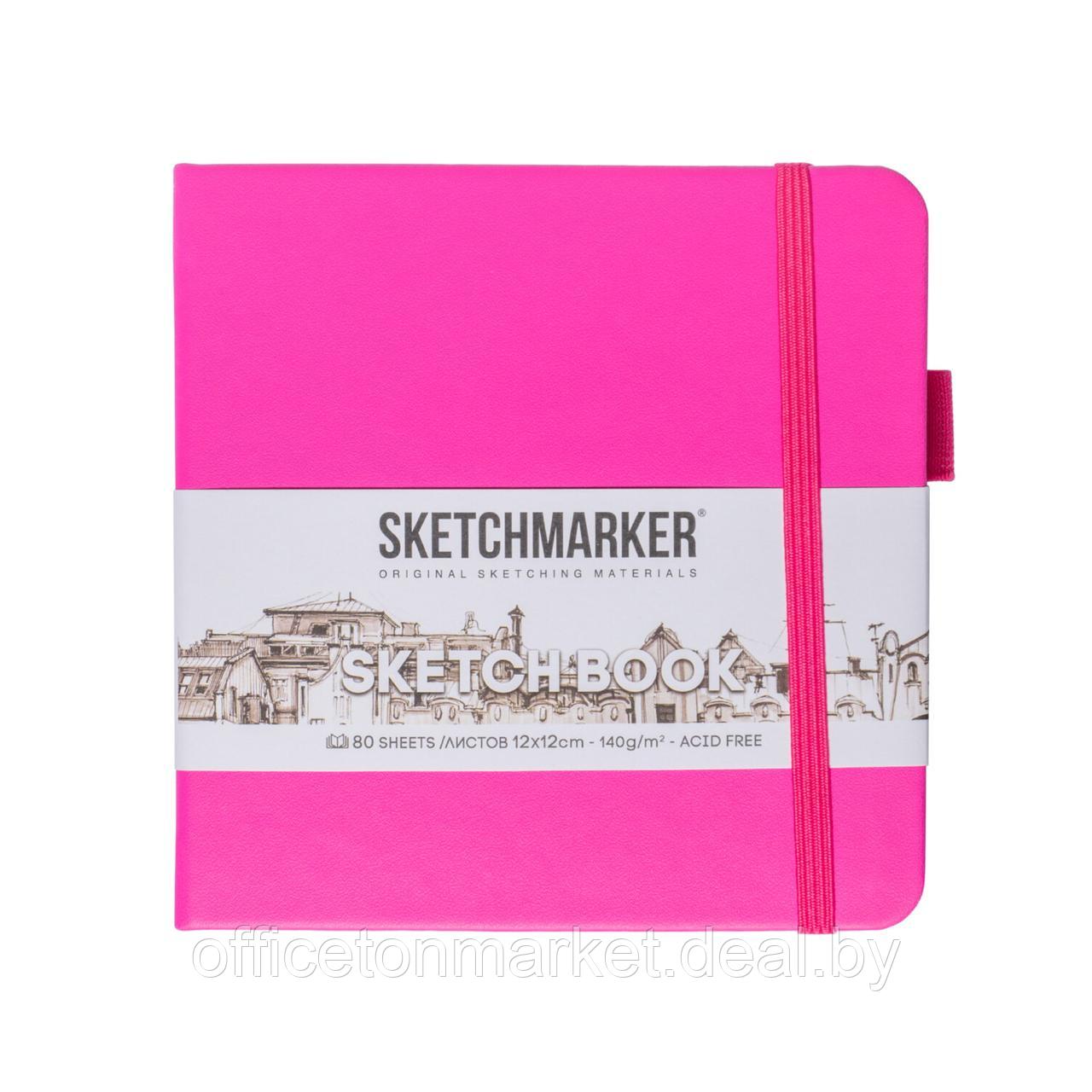 Скетчбук "Sketchmarker", 12x12 см, 140 г/м2, 80 листов, фуксия - фото 1 - id-p219042738
