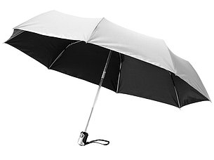 Зонт Alex трехсекционный автоматический 21,5, серебристый/черный, фото 2