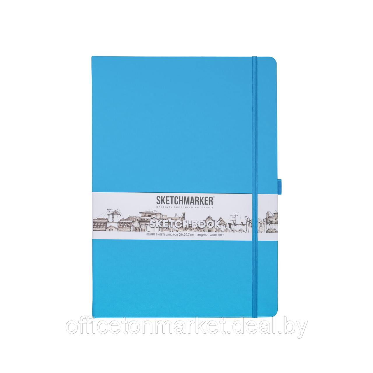 Скетчбук "Sketchmarker", 21x29,7 см, 140 г/м2, 80 листов, синий неон - фото 1 - id-p219042903