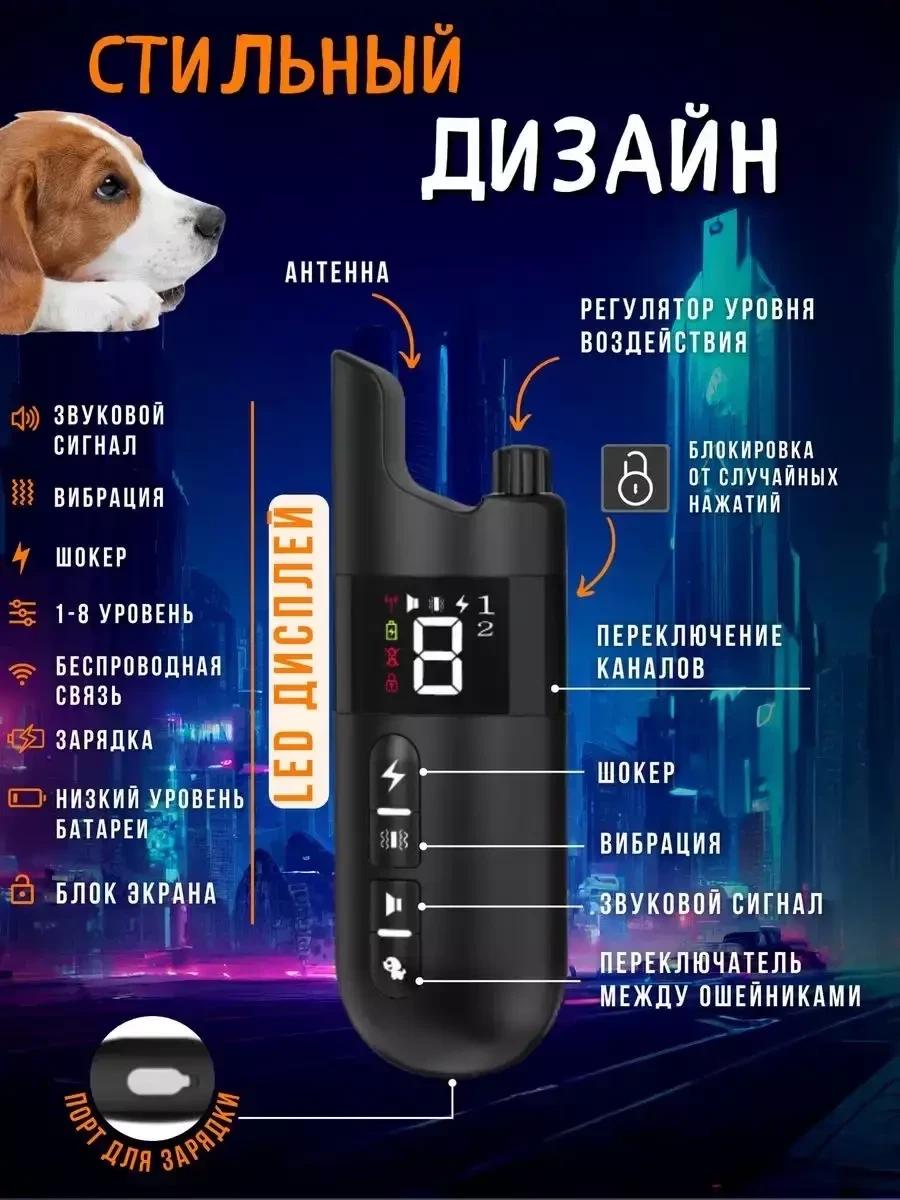 Электронный стильный ошейник HappyLion для собак с пультом - фото 5 - id-p219050057