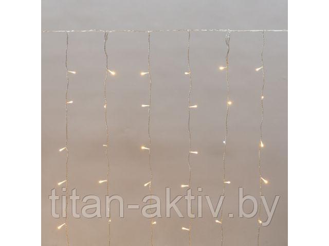 Гирлянда ""Дождь"" 2х1,5 м, 15 нитей, 10LED/нить, IP44, прозрачный ПВХ, цвет свечения теплый белый (