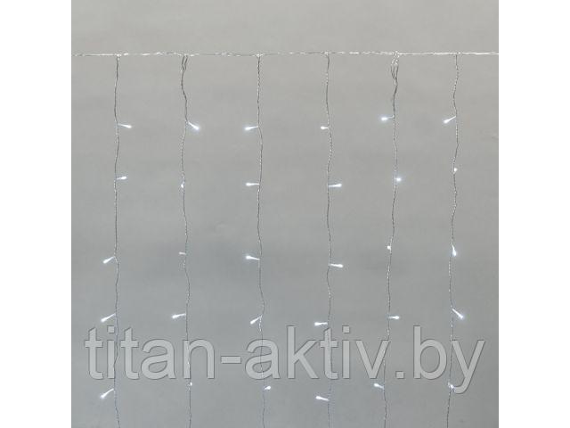 Гирлянда ""Дождь"" 2х1,5 м, 15 нитей, 10LED/нить, IP44, прозрачный ПВХ, цвет свечения белый (мерцающ