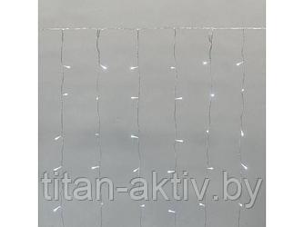Гирлянда ""Дождь"" 2х1,5 м, 15 нитей, 10LED/нить, IP44, прозрачный ПВХ, цвет свечения белый (мерцающ