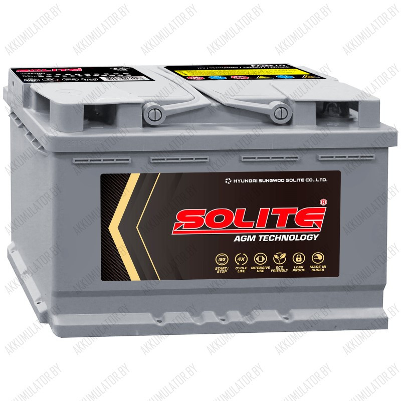 Аккумулятор Solite AGM / 70Ah / 760А - фото 1 - id-p219053534