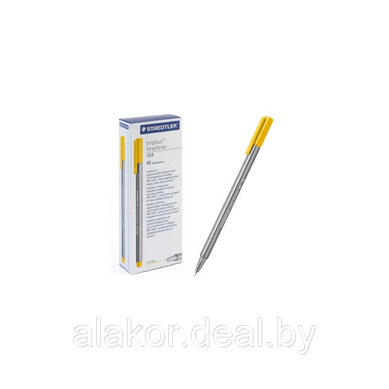 Ручка капиллярная STAEDTLER triplus fineliner 334, 0.3мм, трехгранная, цвет ярко-желтый, корпус полипропилен - фото 1 - id-p219055130