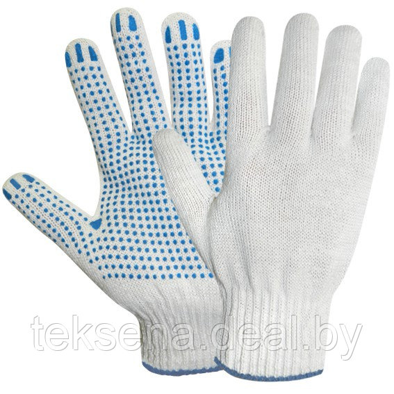 Перчатки трикотажные с ПВХ покрытием Точка, белые, 7,5 класс вязки