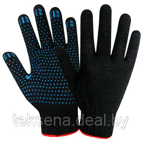 Перчатки трикотажные с ПВХ покрытием Точка, черные, 7,5 класс вязки
