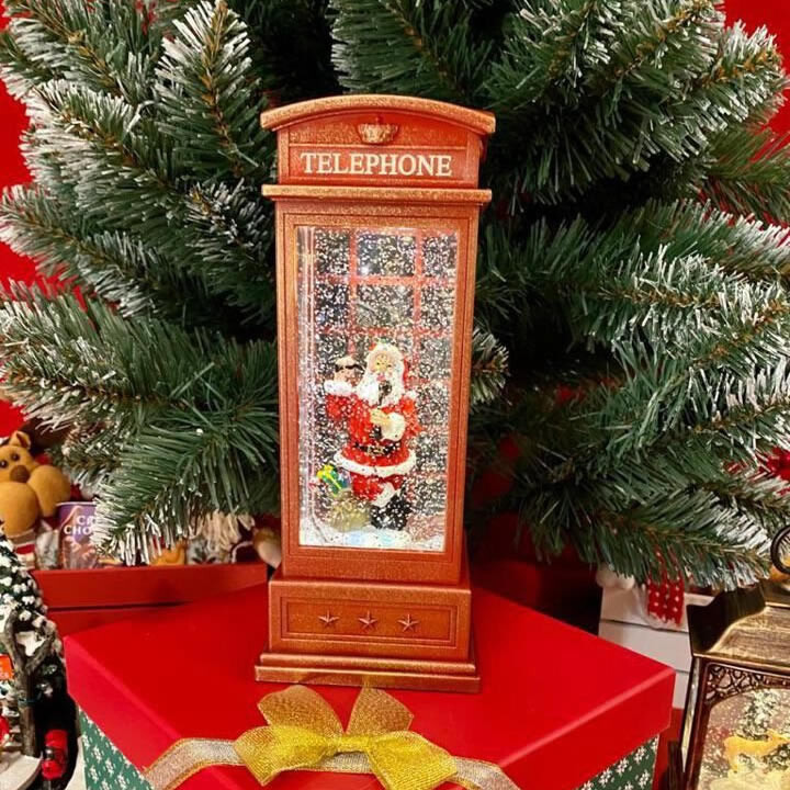 Светильник новогодний с музыкой "Телефонная будка с Дедом Морозом"+ подарочек