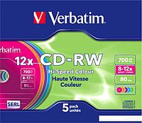 CD-RW диск Verbatim Colour 700Mb 12x 43167 (SlimCase, 5 шт.)