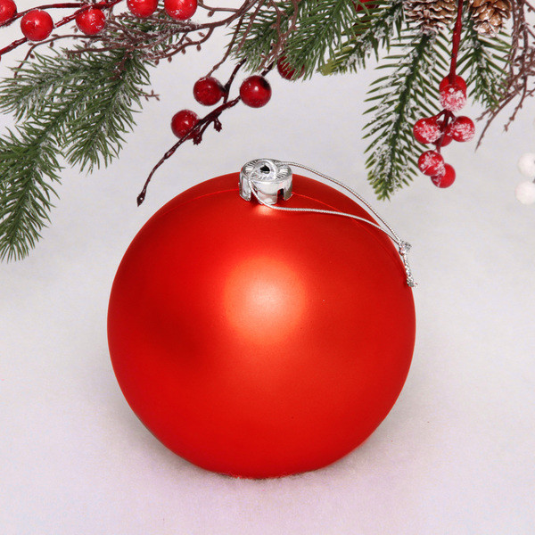 Новогодний шар 15 см "Матовый", красный - фото 1 - id-p219057642
