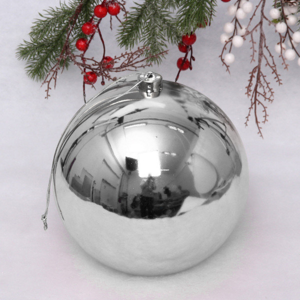 Новогодний шар 20 см "Глянец", серебро - фото 1 - id-p219060465